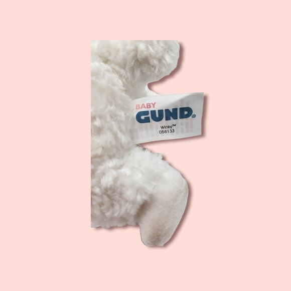 Fluffy Soft Little White LAMB Sleeping 10" Stuffed Animal Baby Gund Winky Rattle - Picture 7 of 8